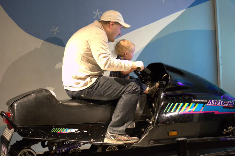VR snowmobiling ... dad still won't let Owen drive.
