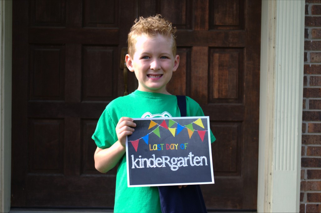 So ... this is really his last day. We also have a picture of him on the first day with a "last day" sign - so confusing